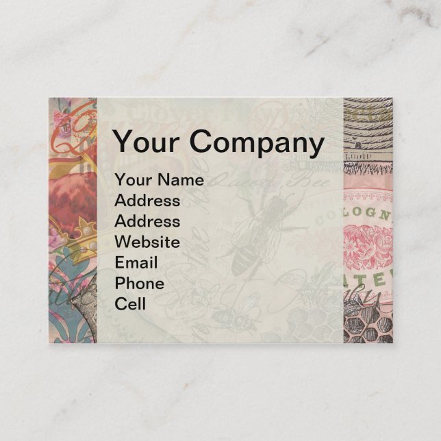 Queen Bee Vintage Beautiful Collage Business Card (Front)