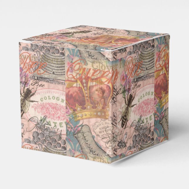 Queen Bee Vintage Beautiful Collage Favour Box (Front Side)