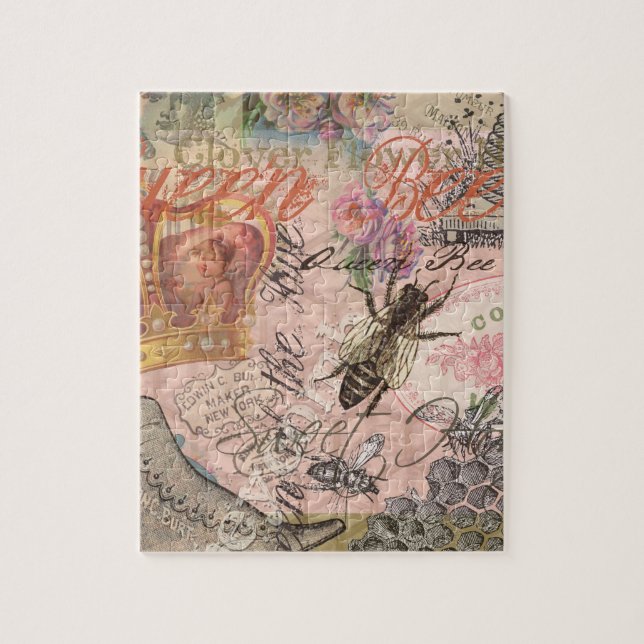 Queen Bee Vintage Beautiful Collage Jigsaw Puzzle (Vertical)