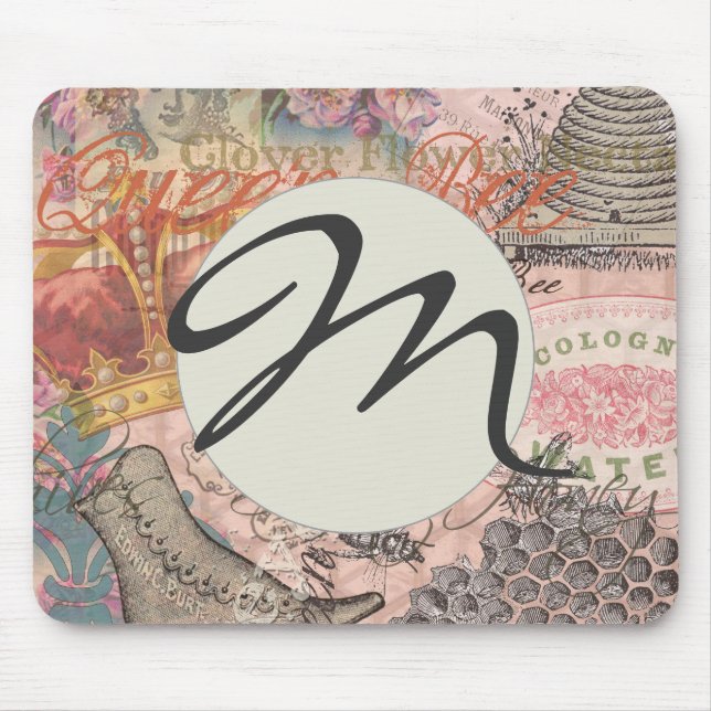 Queen Bee Vintage Beautiful Collage Mouse Mat (Front)