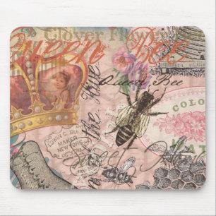 Queen Bee Vintage Beautiful Collage Mouse Mat