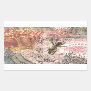 Queen Bee Vintage Beautiful Collage Rectangular Sticker