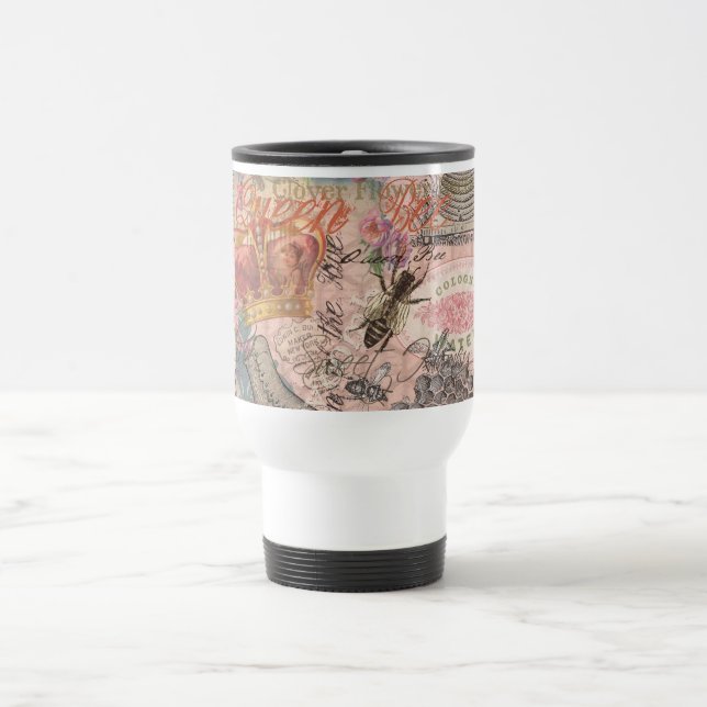 Queen Bee Vintage Beautiful Collage Travel Mug (Center)