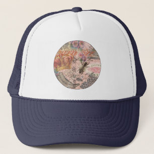 Queen Bee Vintage Beautiful Collage Trucker Hat
