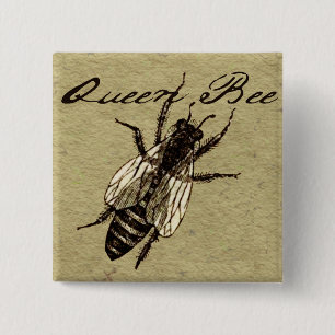 Queen Bee Wildlife Flying Bug Insect 15 Cm Square Badge