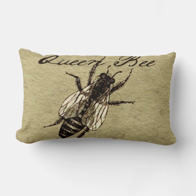 Queen Bee Wildlife Flying Bug Insect Lumbar Cushion (Front)
