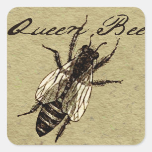 Queen Bee Wildlife Flying Bug Insect Square Sticker