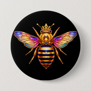 Queen Bee With Crown 7.5 Cm Round Badge