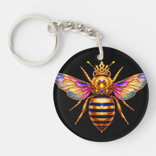 Queen Bee With Crown Key Ring