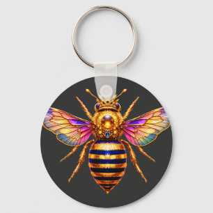 Queen Bee With Crown Key Ring