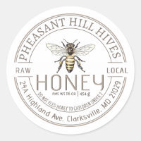 Queen Bee with Infant Warning Pure Raw Honey Label