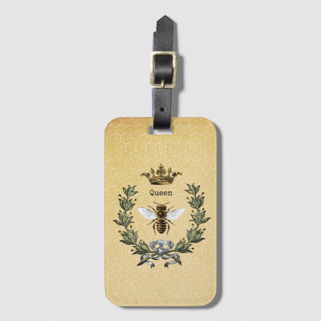 Queen Bee with Wreath and Crown Luggage Tag (Front Vertical)