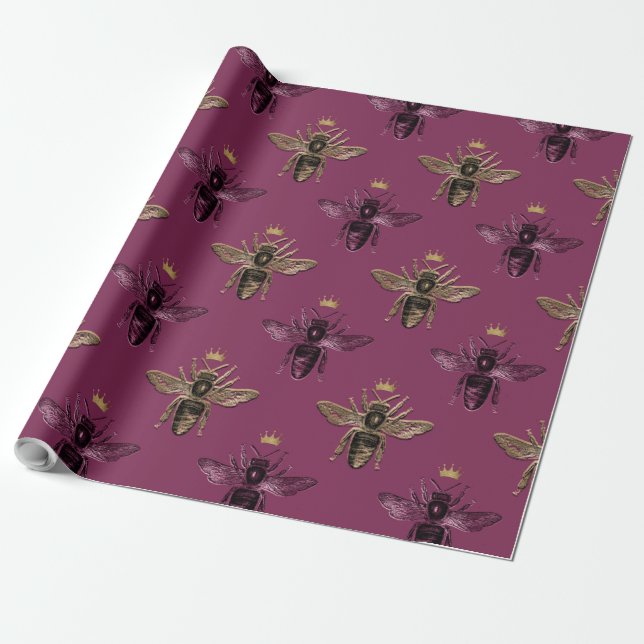 Queen bee wrapping paper (Unrolled)