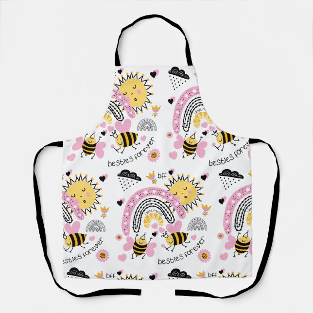 Queen Bees Best Friends Forever Cute BFF Girls Apron (Front)