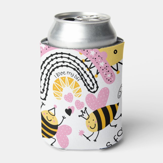 Queen Bees Best Friends Forever Cute BFF Girls Can Cooler (Can Front)