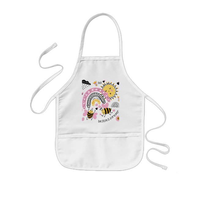 Queen Bees Best Friends Forever Cute BFF Girls Kids Apron (Front)