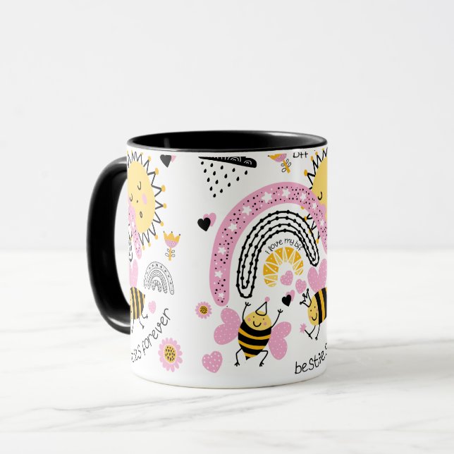 Queen Bees Best Friends Forever Cute BFF Girls Mug (Front Left)