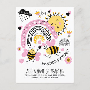 Queen Bees Best Friends Forever Cute BFF Girls Postcard