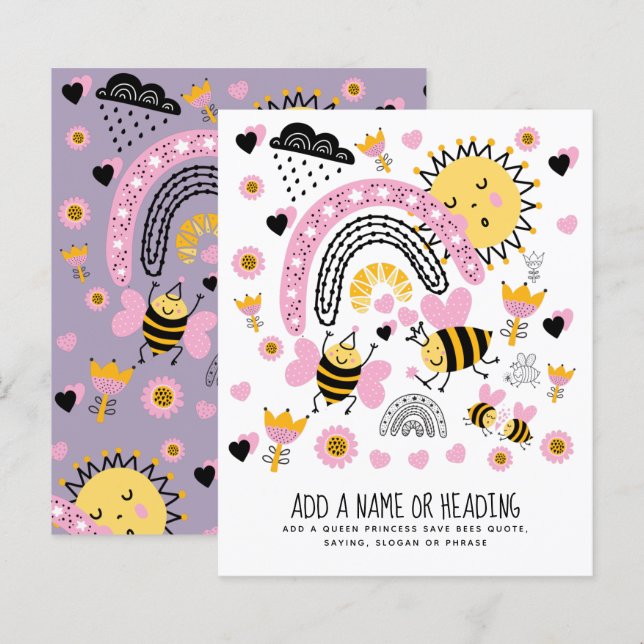 Queen BEES Cute BFF, Baby Girl, Girly Gifts Pink (Front/Back)