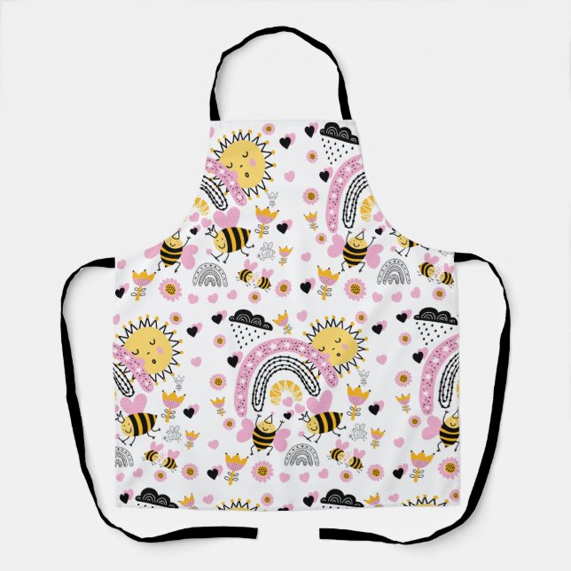Queen BEES Cute BFF, Baby Girl, Girly Gifts Pink Apron (Front)