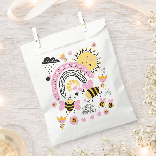 Queen BEES Cute BFF, Baby Girl, Girly Gifts Pink Favour Bags (Clipped)