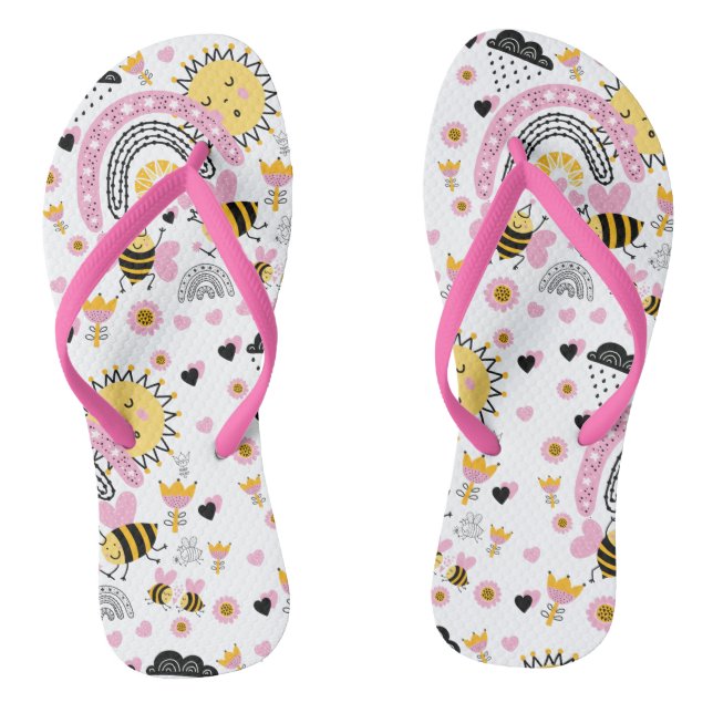 Queen BEES Cute BFF, Baby Girl, Girly Gifts Pink Flip Flops (Footbed)