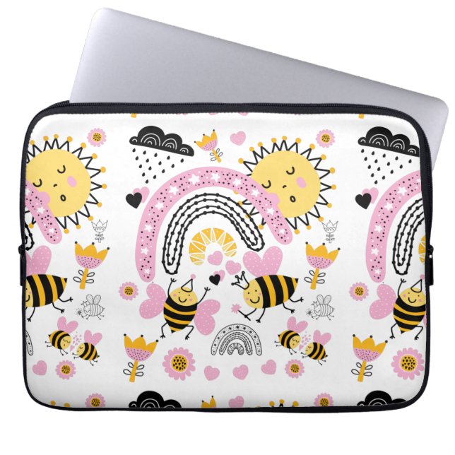 Queen BEES Cute BFF, Baby Girl, Girly Gifts Pink Laptop Sleeve (Front)