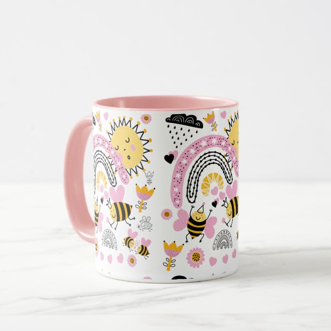 Queen BEES Cute BFF, Baby Girl, Girly Gifts Pink Mug (Front Left)