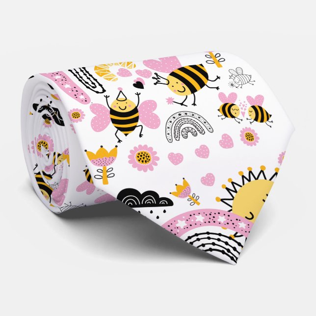 Queen BEES Cute BFF, Baby Girl, Girly Gifts Pink Tie (Rolled)