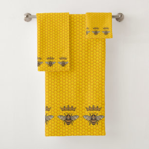 Queen Bees with Crowns Bath Towel Set