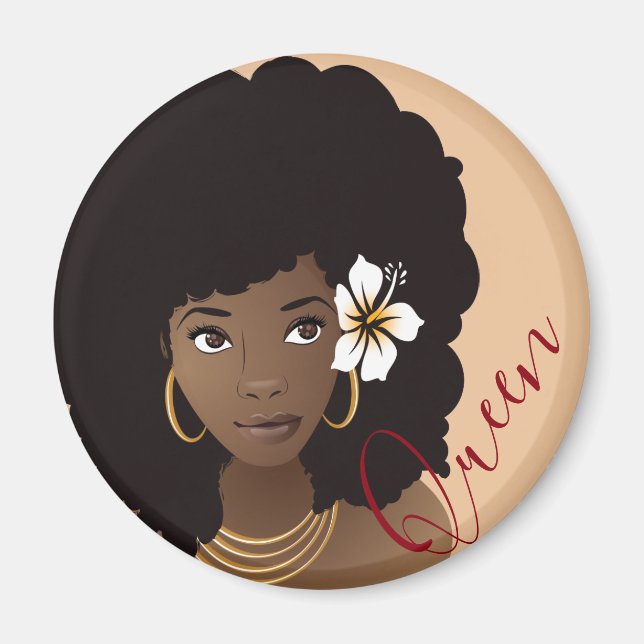 Queen, Black Woman with a Flower in Her Hair Magnet (Front)