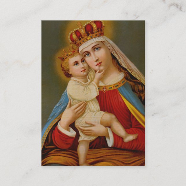 Queen Blessed Virgin Mary Memorare Holy Card (Front)