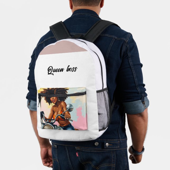 queen boss printed backpack (Insitu (Model))
