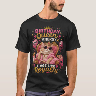 Queen Cat Birthday Crown Party Design T-Shirt