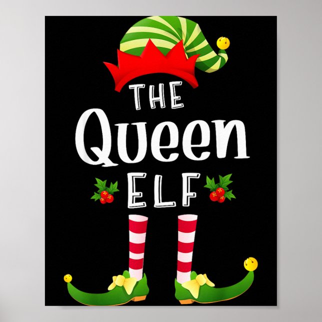 Queen Christmas Elf Matching Pajama X-mas Party  Poster (Front)