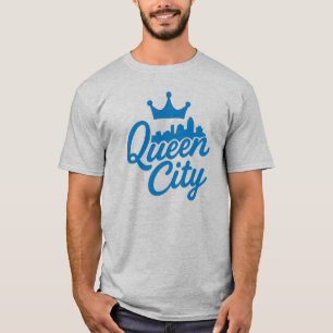 Queen City Charlotte Skyline Design – Blue Crown T-Shirt