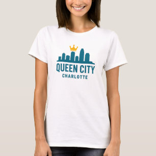Queen City Charlotte Skyline Design – Crown Logo T-Shirt