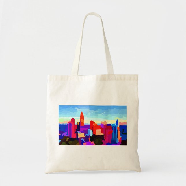 Queen City Charlotte Skyline Tote Bag (Front)