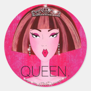 "QUEEN." CLASSIC ROUND STICKER