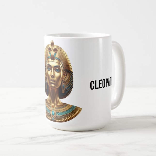 Queen Cleopatra – Golden Egyptian Majesty Art Desi Coffee Mug (Front Right)