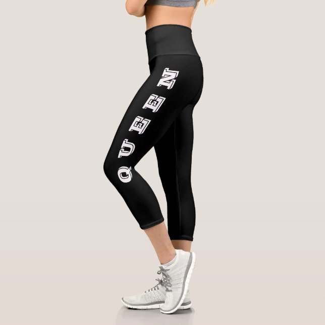 Queen, Create Your Own Personalised Trendy Words Capri Leggings (Left)