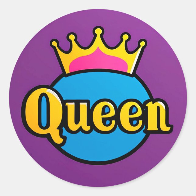 Queen Crown Round Badge Classic Round Sticker (Front)