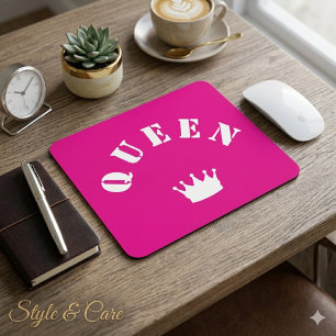 QUEEN Crown Script Graphic Modern Royal Look Mouse Mat