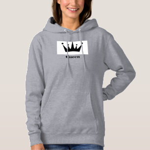 Queen Custom Text Crown Hoodie Grey Sweatshirts