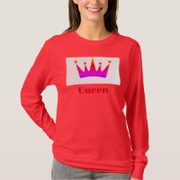 Queen Custom Text Crown Image Deep Red Long Sleeve