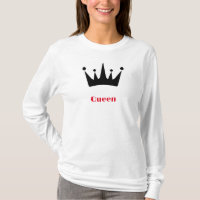 Queen Custom Text Crown Image White Long Sleeve