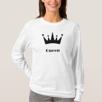 Queen Custom Text Crown Image White Long Sleeve