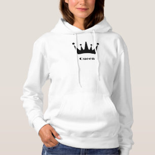 Queen Custom Text Crown White Hoodies Sweatshirts