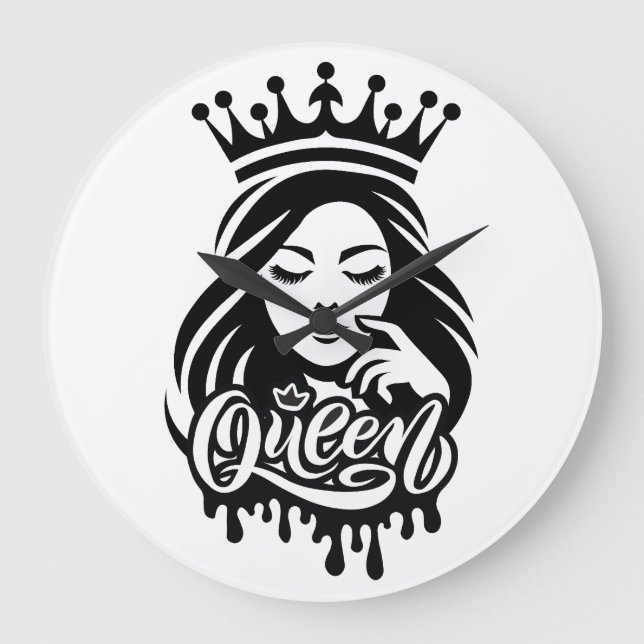 Queen Design – Elegant Royal Crown Large Clock (Front)