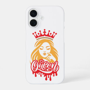Queen Design – Elegant Royal Crown Typography for iPhone 16 Case